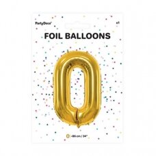 Folinis balionas  "0" auksinis, 86 cm