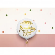 Folinis balionas "Happy birthday" baltas 35 cm
