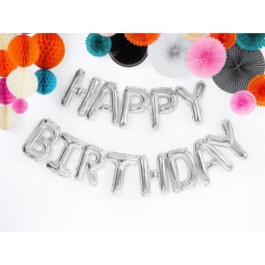 Foliniai balionai "HAPPY BIRTHDAY" sidabriniai Foliniai balionai "HAPPY BIRTHDAY" sidabriniai