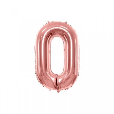 Folinis balionas "0" rožinio aukso, 86 cm
