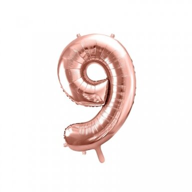 Folinis balionas "9" rožinio aukso, 86 cm