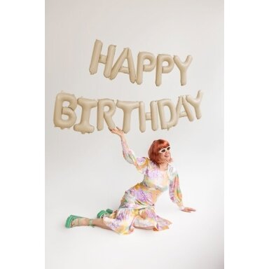 Folinis balionas Happ Birthday kreminis 340x35cm Folinis balionas Happ Birthday kreminis 340x35cm