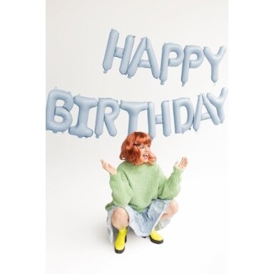 Folinis balionas Happ Birthday melsvas 340x35cm Folinis balionas Happ Birthday melsvas 340x35cm