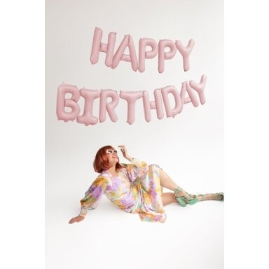 Folinis balionas Happ Birthday rausvas 340x35cm Folinis balionas Happ Birthday rausvas 340x35cm