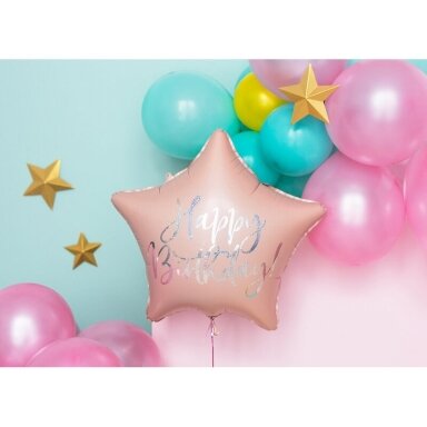 Folinis balionas "Happy Birthday" 40cm rusvas Folinis balionas "Happy Birthday" 40cm rusvas