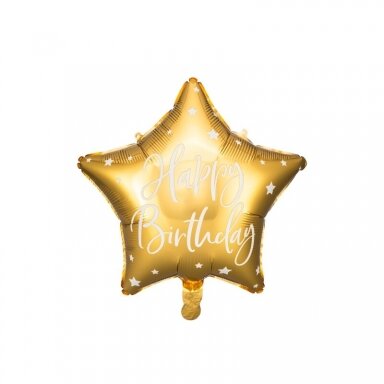 Folinis balionas "Happy Birthday" 40cm auksinis Folinis balionas "Happy Birthday" 40cm auksinis