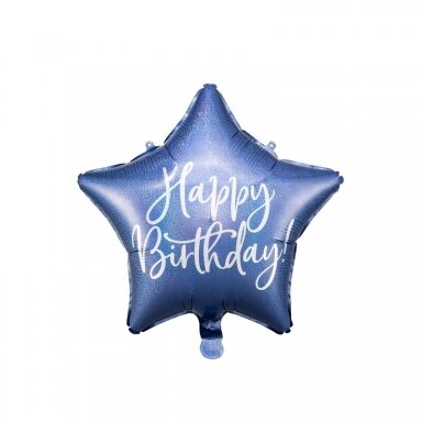 Folinis balionas "Happy Birthday" 40cm mėlynas Folinis balionas "Happy Birthday" 40cm mėlynas