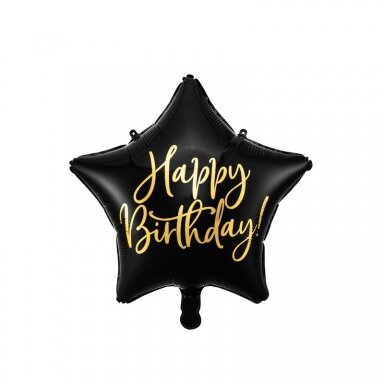 Folinis balionas "Happy Birthday" 40cm juodas