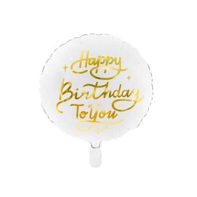 Folinis balionas "Happy birthday" baltas 35 cm Folinis balionas "Happy birthday" baltas 35 cm