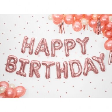 Foliniai balionai "HAPPY BIRTHDAY" rožinio aukso 35cm 1 Foliniai balionai "HAPPY BIRTHDAY" rožinio aukso 35cm 1