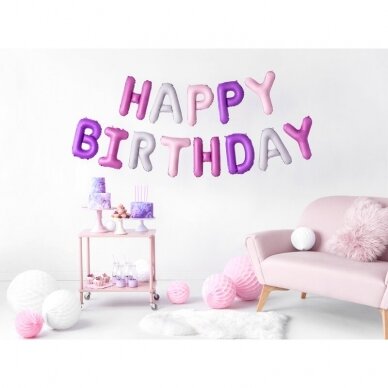 Foliniai balionai  "HAPPY BIRTHDAY" , violetiniai 35cm 1