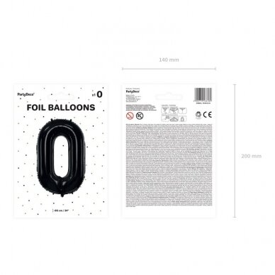 Folinis balionas "0" juodas, 86 cm 3 Folinis balionas "0" juodas, 86 cm 3