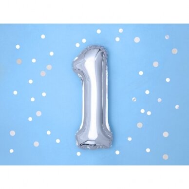 Folinis balionas sidabrinis skaičius, 35 cm 1