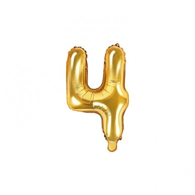 Folinis balionas "4" auksinis, 35 cm