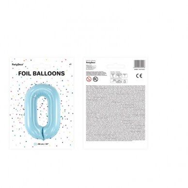 Folinis balionas "0" melsvas, 86 cm 2