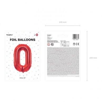 Folinis balionas "0" raudonas, 86 cm