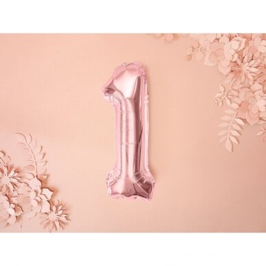 Folinis balionas "1" rožinio aukso, 35 cm 1