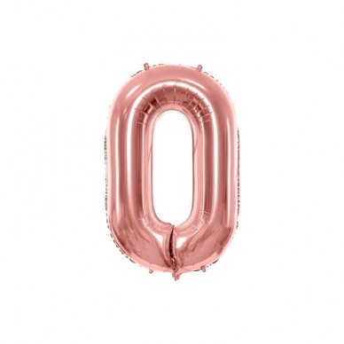 Folinis balionas "0" rožinio aukso, 86 cm