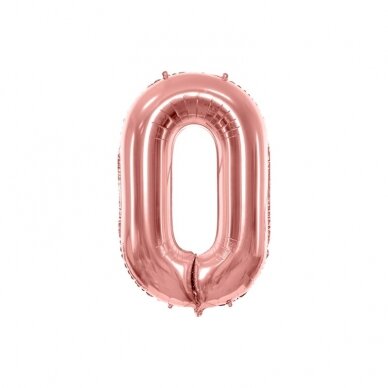 Folinis balionas "0" rožinio aukso, 86 cm Folinis balionas "0" rožinio aukso, 86 cm
