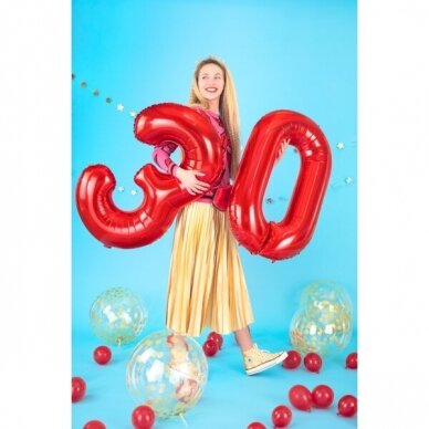Folinis balionas "3" raudonas, 86 cm 3