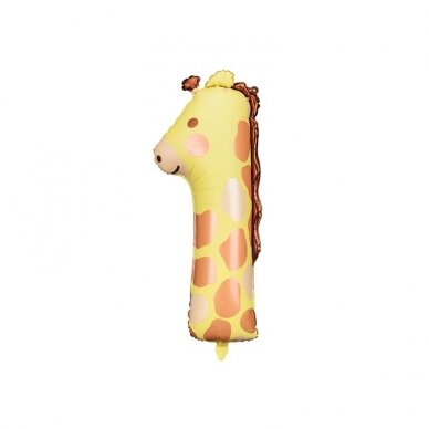 Folinis balionas "1" Žirafa, 42x90cm