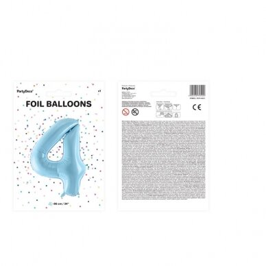 Folinis balionas "4" melsvas, 86 cm 2 Folinis balionas "4" melsvas, 86 cm 2