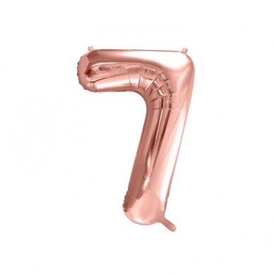 Folinis balionas "7" rožinio aukso, 86 cm