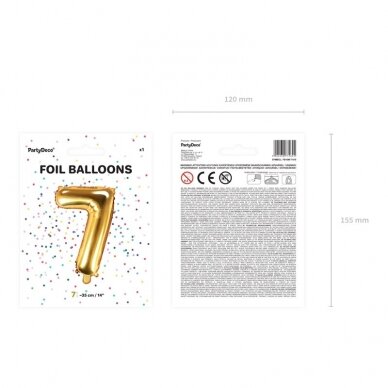 Folinis balionas "7" auksinis, 35 cm 3 Folinis balionas "7" auksinis, 35 cm 3