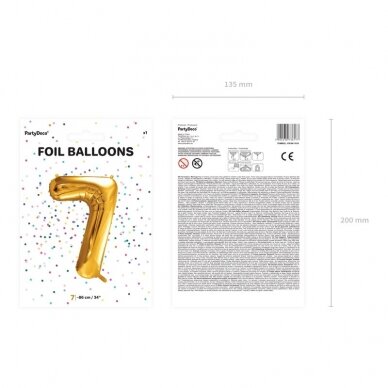 Folinis balionas  "7" auksinis, 86 cm 2
