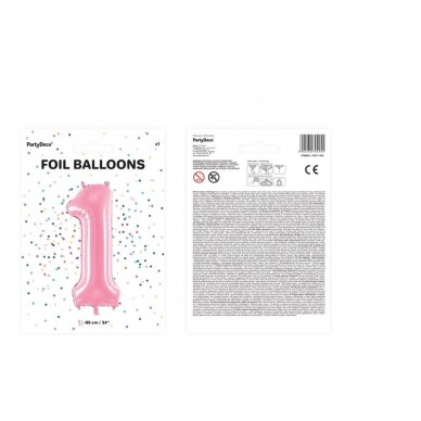 Folinis balionas  "1" rožinis, 86 cm 2