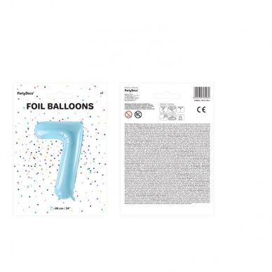 Folinis balionas "7" melsvas, 86 cm 2