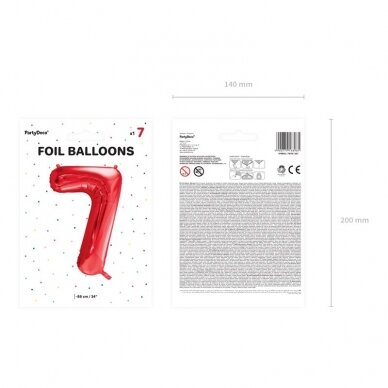 Folinis balionas "7" raudonas, 86 cm 2 Folinis balionas "7" raudonas, 86 cm 2
