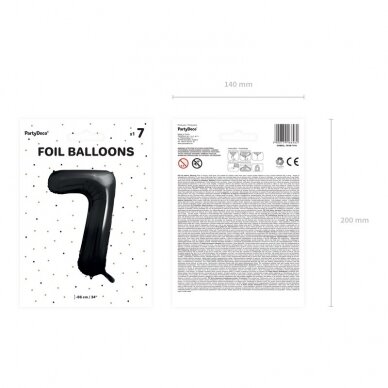 Folinis balionas "7" juodas, 86 cm
