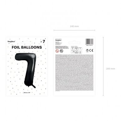 Folinis balionas "7" juodas, 86 cm 2 Folinis balionas "7" juodas, 86 cm 2