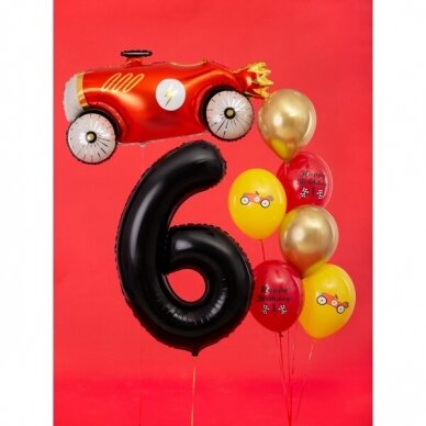 Folinis balionas "6" juodas, 86 cm 2 Folinis balionas "6" juodas, 86 cm 2