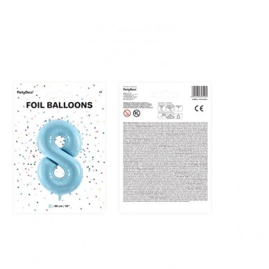 Folinis balionas "8" melsvas, 86 cm 2 Folinis balionas "8" melsvas, 86 cm 2