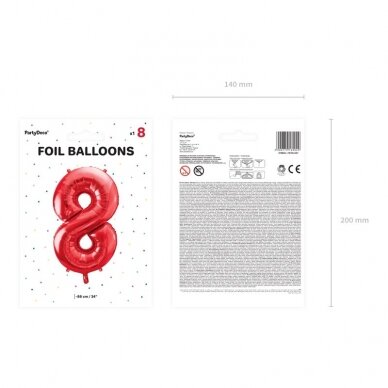 Folinis balionas "8" raudonas, 86 cm 2