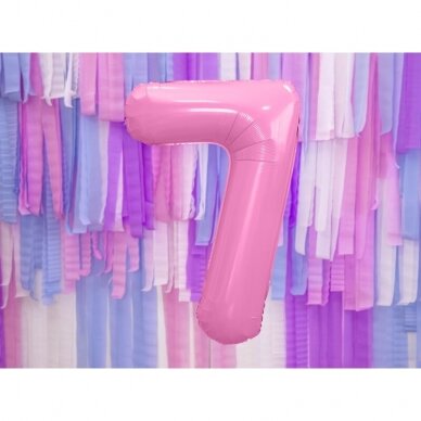 Folinis balionas "7" rožinis, 86 cm 1