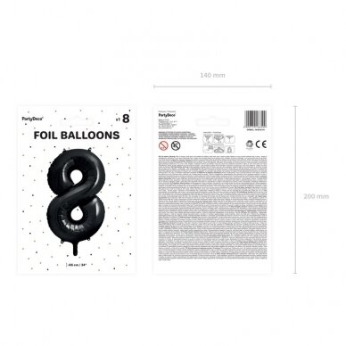 Folinis balionas "8" juodas, 86 cm 3 Folinis balionas "8" juodas, 86 cm 3