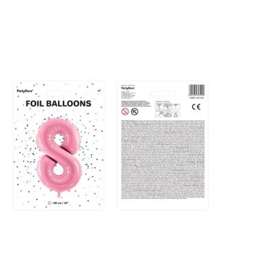 Folinis balionas "8" rožinis, 86 cm 2