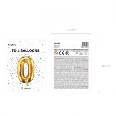 Folinis balionas "0" auksinis, 35 cm 3