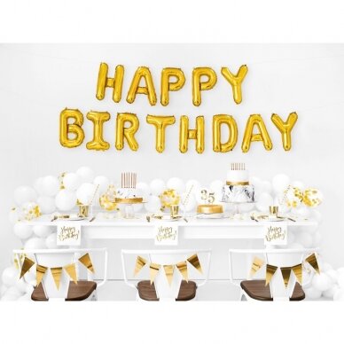 Foliniai balionai "HAPPY BIRTHDAY" auksiniai, 35cm 1 Foliniai balionai "HAPPY BIRTHDAY" auksiniai, 35cm 1