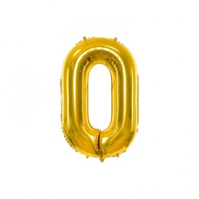 Folinis balionas  "0" auksinis, 86 cm