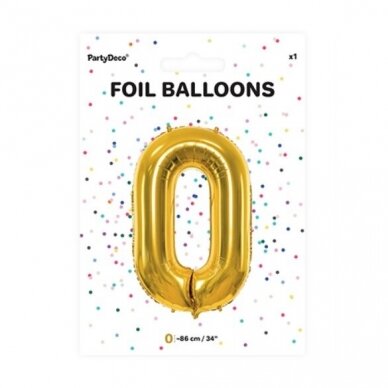 Folinis balionas  "0" auksinis, 86 cm 1