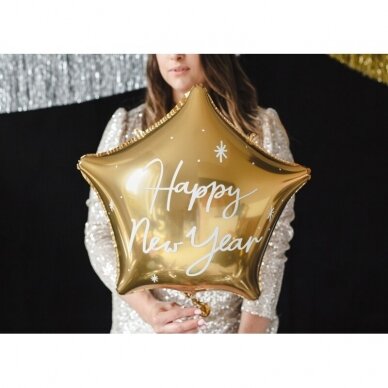 Folinis balionas auksinė Žvaigždė Happy New Year 1