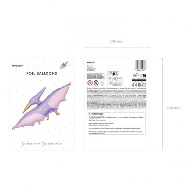 Folinis balionas Dinozauras Pterodaktilis, 120x62 cm 4 Folinis balionas Dinozauras Pterodaktilis, 120x62 cm 4