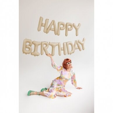 Folinis balionas Happ Birthday kreminis 340x35cm 1 Folinis balionas Happ Birthday kreminis 340x35cm 1