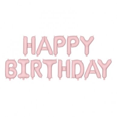 Folinis balionas Happ Birthday rausvas 340x35cm Folinis balionas Happ Birthday rausvas 340x35cm