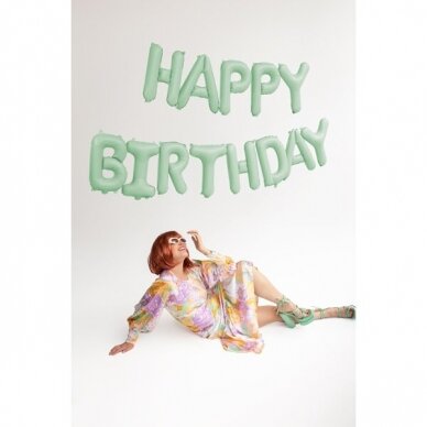 Folinis balionas Happ Birthday žalsvas 340x35cm 1 Folinis balionas Happ Birthday žalsvas 340x35cm 1