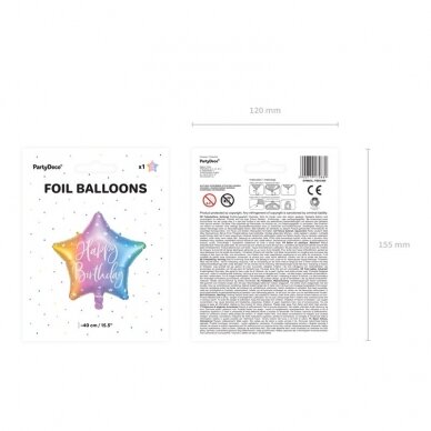 Folinis balionas "Happy Birthday" 40cm 2 Folinis balionas "Happy Birthday" 40cm 2
